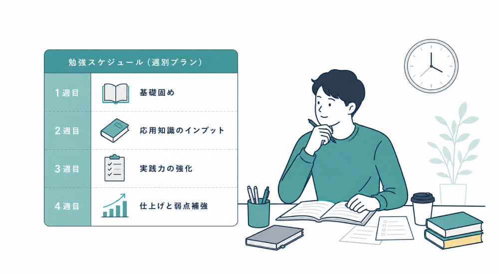 合格のための勉強スケジュール(週別プラン付き)